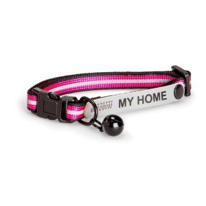 Basic Cat Reflective Halsband med Namnskylt (Rosa)