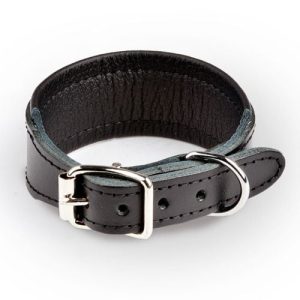 Feel Leather Basic Wide Läderhalsband Svart (3,5 x 60 cm)